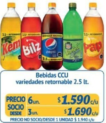 Alvi Bebidas CCU variedades retornable 2.5 lt x 6un oferta