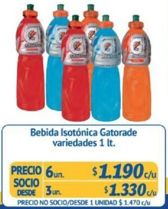 Alvi Bebida Isotónica Gatorade variedades 1 lt x 6un oferta