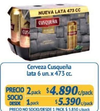 Alvi Cerveza Cusqueña lata 6 un.x 473 cc x 2 pack oferta