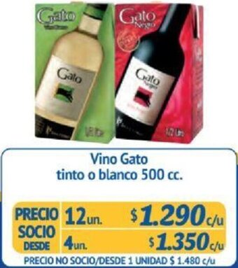 Alvi Vino Gato tinto o blanco 500 cc x 12un oferta