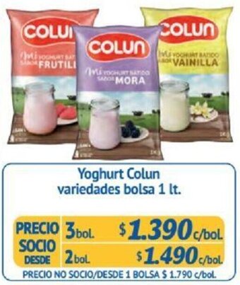 Alvi Yoghurt Colun variedades bolsa 1 lt x 3bol oferta