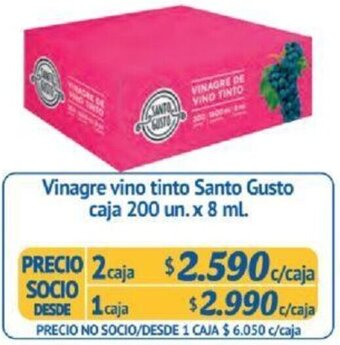 Alvi Vinagre vino tinto Santo Gusto caja 200 un x 8 ml x 2caja oferta