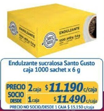 Alvi Endulzante sucralosa Santo Gusto caja 1000 sachet x 6g x 2caja oferta