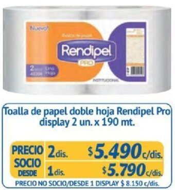 Alvi Toalla de papel doble hoja Rendipel Pro Papel higiénico Tork pisaroll doble hoja display 2 un. x 190 mt x 2dis oferta