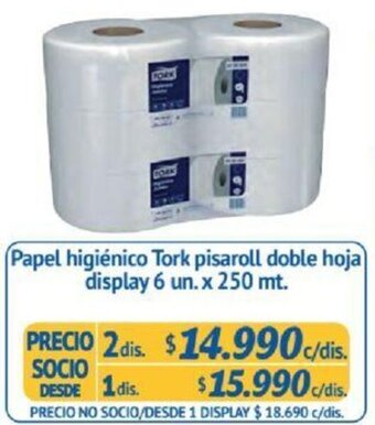 Alvi Papel higiénico Tork pisaroll doble hoja display 2 un. x 190 mt. display 6 un. x 250 mt x 2dis oferta