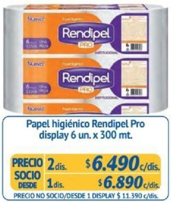 Alvi Papel higiénico Rendipel Pro display 6 un. x 300 mt x 2dis oferta