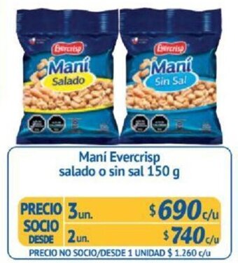 Alvi Mani Evercrisp salado o sin sal 150g x 3un oferta