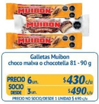 Alvi Galletas Muibon choco malva o chocotella 81 - 90g x 6un oferta
