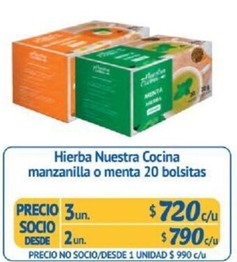 Alvi Hierba Nuestra Cocina manzanilla o menta 20 bolsitas x 3un oferta