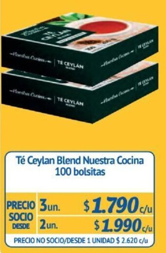Alvi Té Ceylan Blend Nuestra Cocina 100 bolsitas x 3un oferta