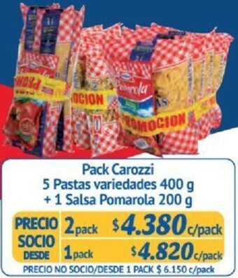 Alvi Pack Carozzi 5 Pastas variedades 400 g + 1 Salsa Pomarola 200g x 2pack oferta