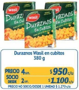 Alvi Duraznos Wasil en cubitos 380g x 4un oferta
