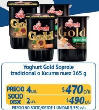 Alvi Yoghurt Gold Soprole tradicional o lúcuma nuez 165g x 4un oferta
