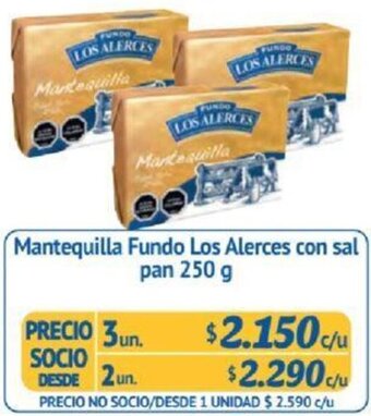 Alvi Mantequilla Fundo Los Alerces con sal pan 250g x 3un oferta
