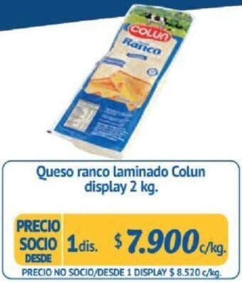 Alvi Queso ranco Laminado Colun 2kg x 1dis oferta
