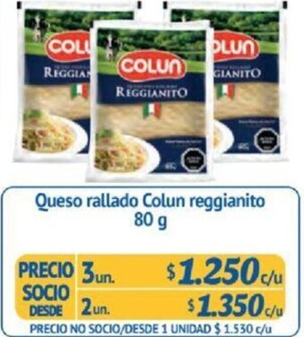 Alvi Queso rallado Colun reggianito 80g x 3un oferta