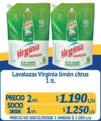 Alvi Lavalozas Virginia limón citrus 1 lt x 2un oferta