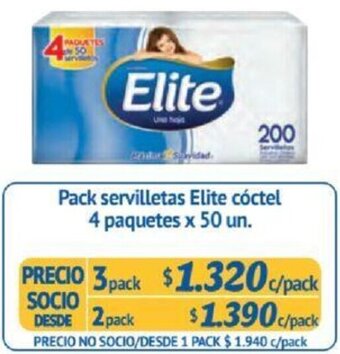 Alvi Pack servilletas Elite cóctel 4 paquetes x 50 un x 3pack oferta