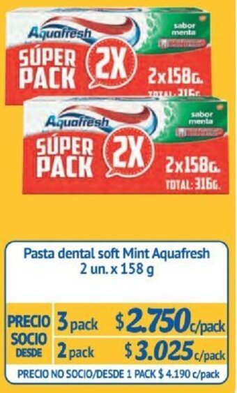 Alvi Pasta dental soft Mint Aquafresh 2 un x 158g x 3pack oferta