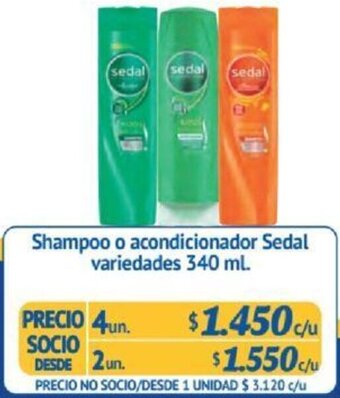 Alvi Shampoo o acondicionador Sedal variedades 340 ml x 4un oferta