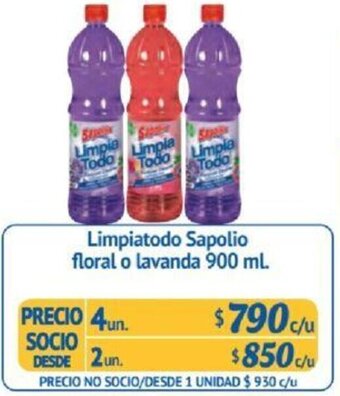 Alvi Limpiatodo Sapolio floral o lavanda 900ml x 4un oferta