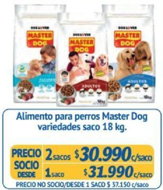 Alvi Alimento para perros Master Dog variedades saco 18 kg x 2sacos oferta