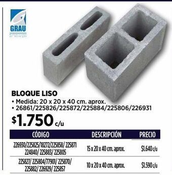 Construmart Bloque liso 20x20x40 cm oferta