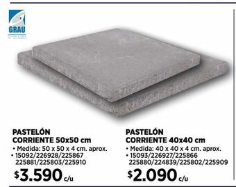 Construmart Pastelón corriente 50x50x 4 cm oferta