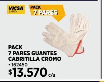 Construmart Pack 7 pares de guantes cabritilla cromo estándar blanco oferta