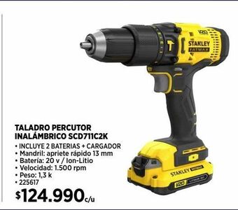 Construmart Taladro percutor inalámbrico stanley oferta