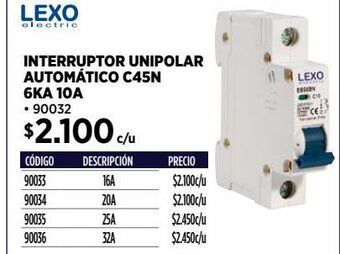 Construmart Interruptor automático ebs6bn c 6 ka blanco 1/10 a oferta