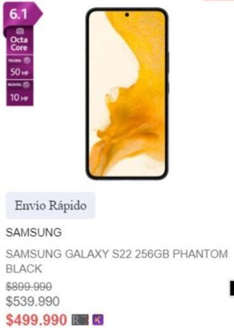 Ripley SAMSUNG GALAXY S22 256GB PHANTOM BLACK oferta