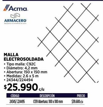 Construmart Malla c-139 sin economía de borde 2,60 x 5m oferta