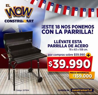 Construmart Parrilla acero c/tapa-ruedas oferta