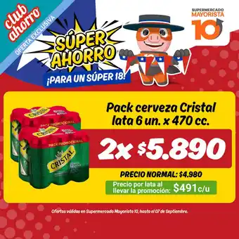 Mayorista 10 Pack Cerveza Cristal Lata 2 x 6 un. x 470 cc. oferta