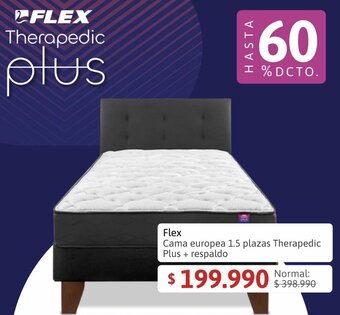 Easy Flex Cama europea 1.5 plazas Therapedic Plus + respaldo oferta