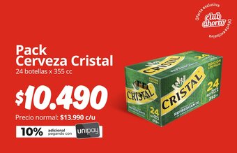 Unimarc Pack Cerveza Cristal 24 botellas x 355 cc oferta