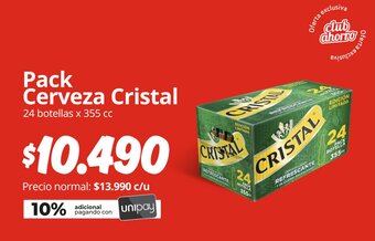 Unimarc Pack Cerveza Cristal 24 botellas x 355 cc oferta