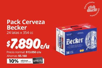 Unimarc Pack Cerveza Becker 24 latas x 354 cc oferta