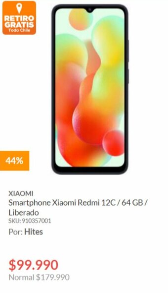 Hites XIAOMI Redmi 12C / 64 GB / Liberado oferta