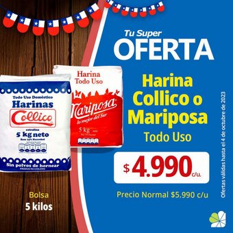 Supermercado El Trébol Harina Collico о Mariposa Bolsa 5 kilos oferta
