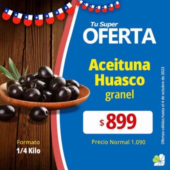 Supermercado El Trébol Aceituna Huasco granel 1/4 Kilo oferta