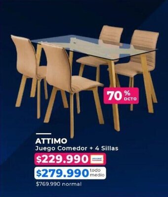 Paris ATTIMO Juego Comedor + 4 Sillas oferta