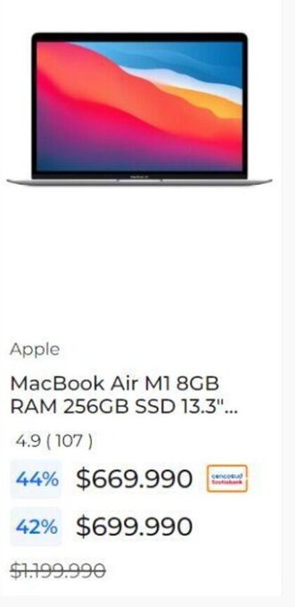 Paris Apple MacBook Air M1 8GB RAM 256GB SSD 13.3" oferta
