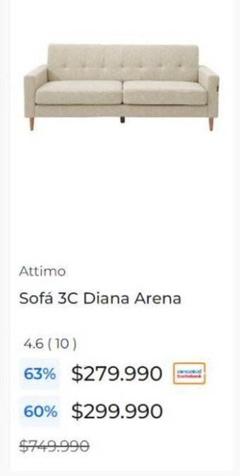 Attimo Sofá 3C Diana Arena