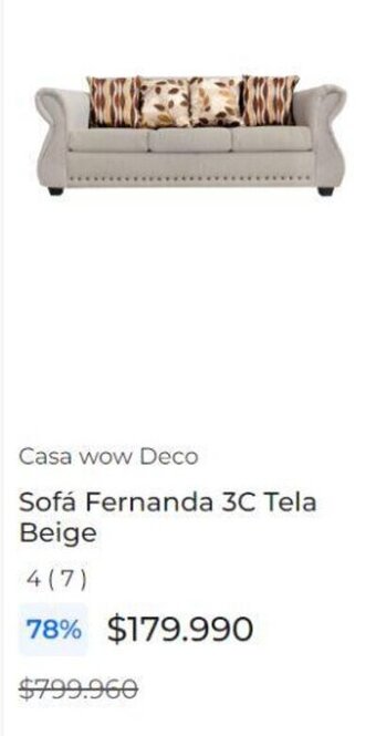 Paris Casa wow Deco Sofá Fernanda 3C Tela Beige oferta