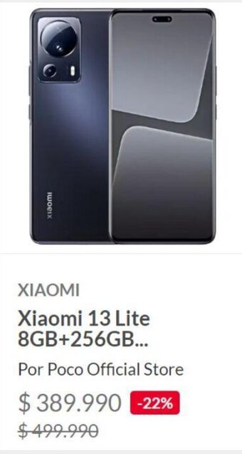 Linio Xiaomi 13 Lite 8GB+256GB oferta