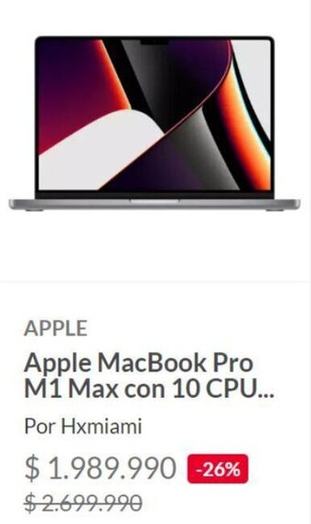 Linio Apple MacBook Pro M1 Max con 10 CPU oferta