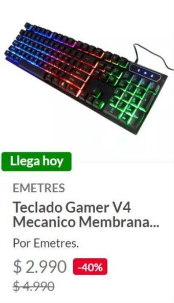 Linio EMETRES Teclado Gamer V4 Mecanico Membrana oferta