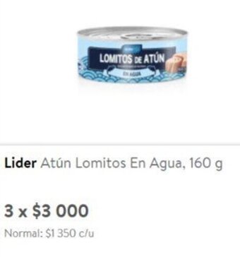 Lider Lider Atún Lomitos En Agua, 160 g x 3 oferta